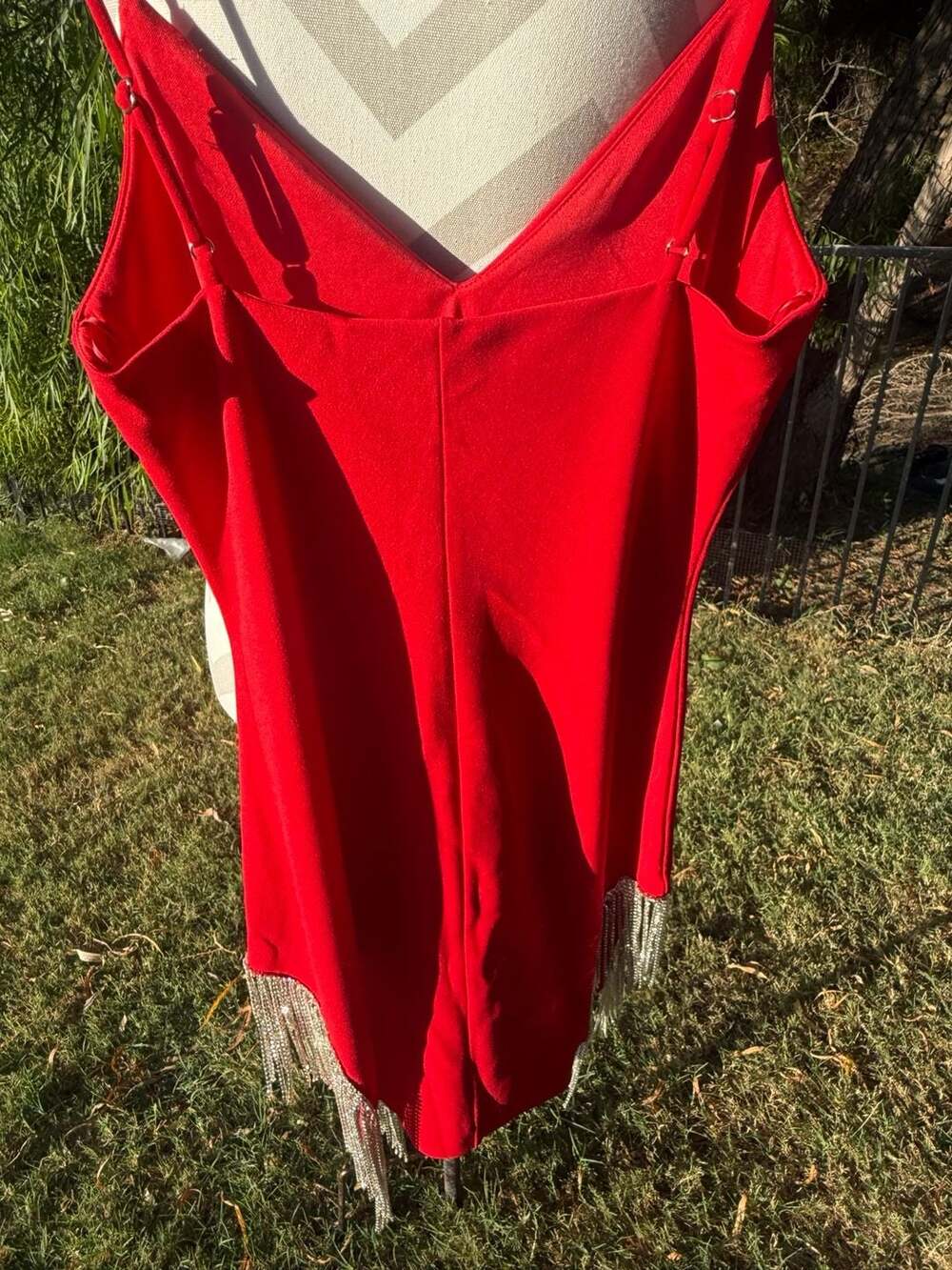 Red Rhinestone Fringe Dress Size Small - Picture 10 of 10